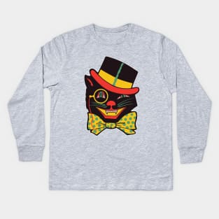 Vintage Black Cat Halloween Decor Kids Long Sleeve T-Shirt